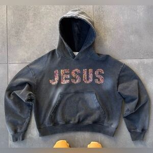 JESUS Stained Glass Rhinestone Hoodie